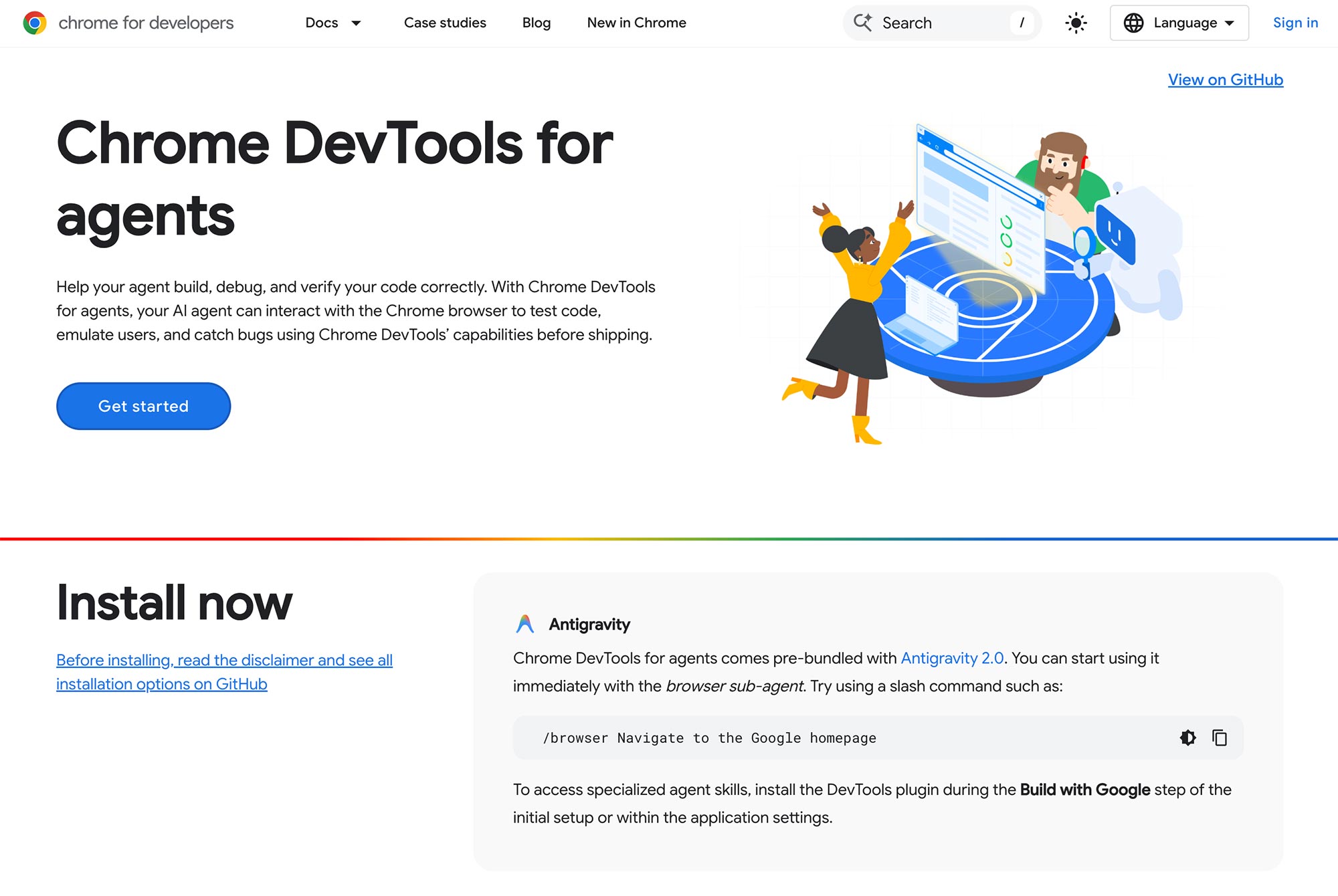 Chrome DevTools for Agents MCP interface
