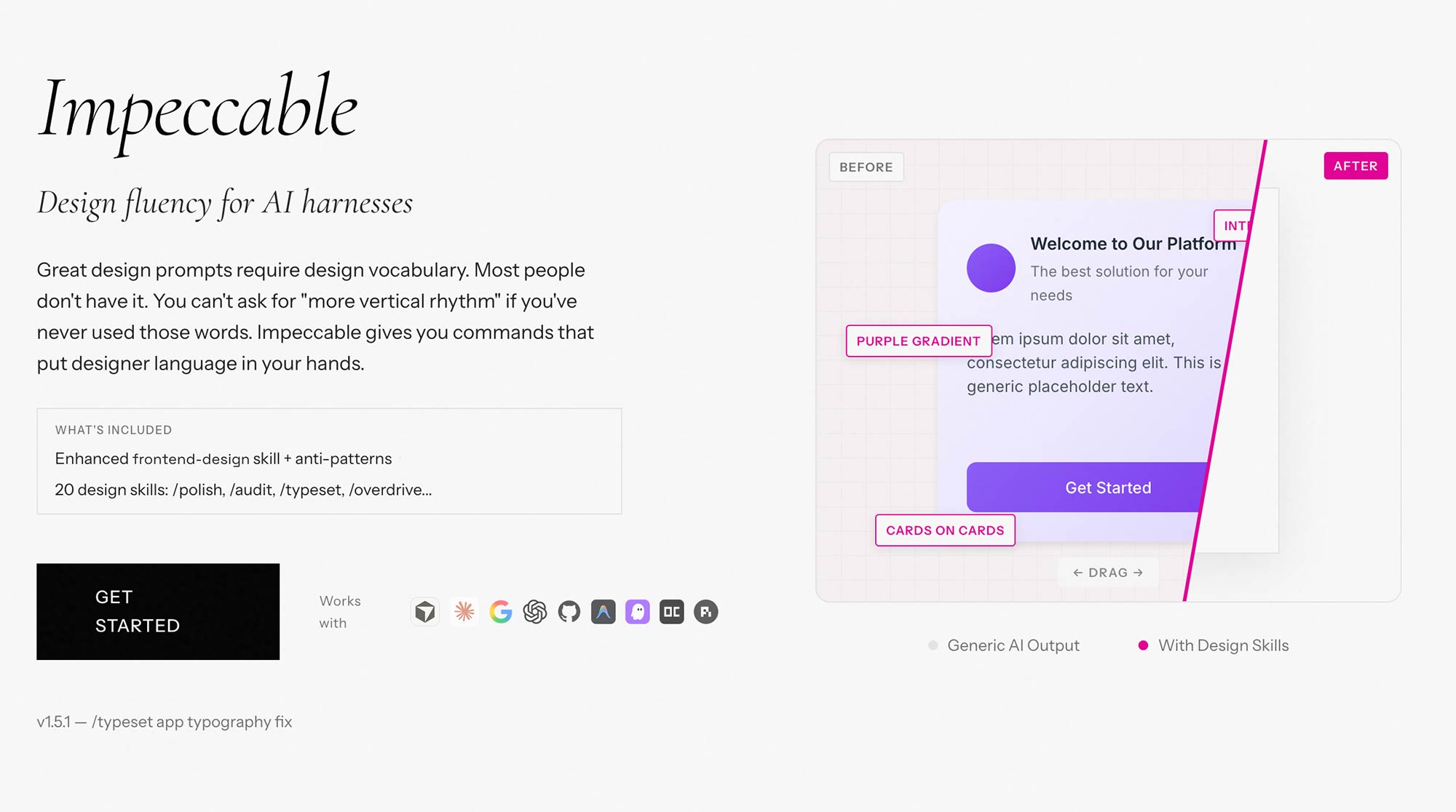 Impeccable design skills framework interface