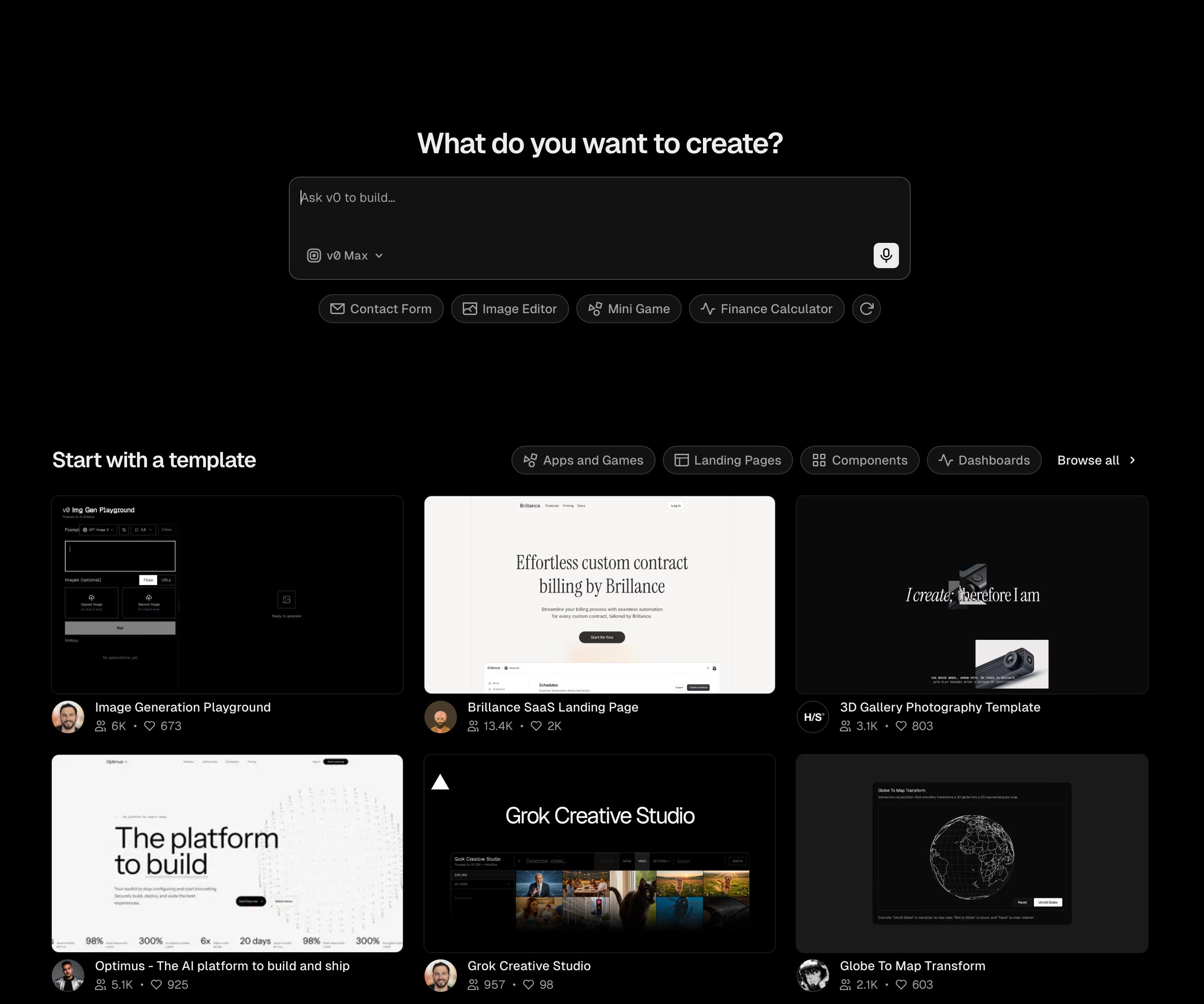 v0 AI UI generator interface