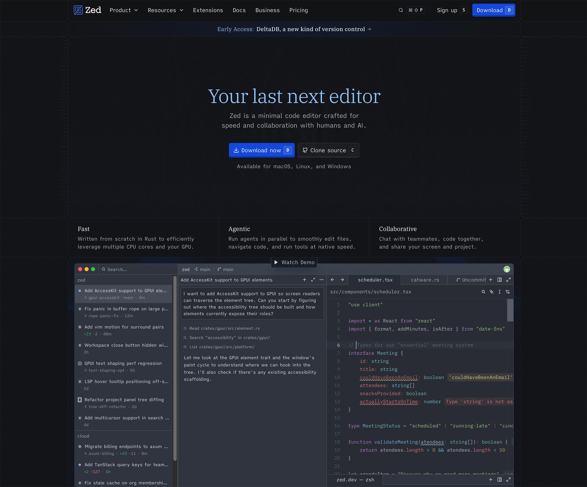 Zed code editor with AI features